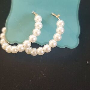 Pearl Gold Hoop Earrings